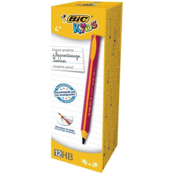 Crayons graphite triangulaires BIC rose, la pochette de 12