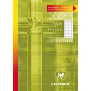 57222C: Copies doubles A4 quadrillées non-perforées avec marge 200pages