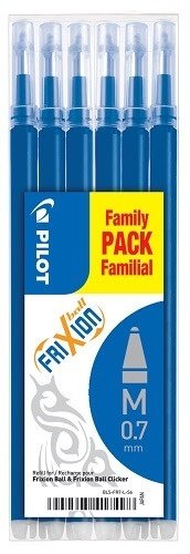 BLS-FR7-L-S6: FriXion Family pack 6 recharges FriXion Ball /Clicker bleu