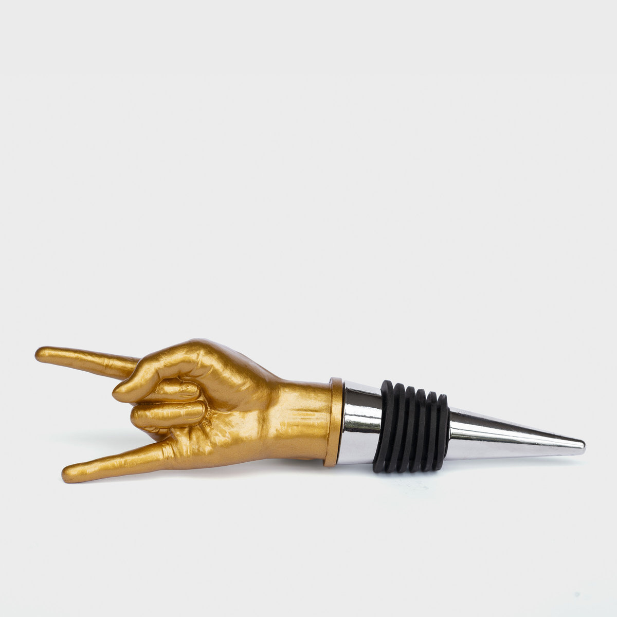 LK LUKROKBSG: ROCK ON BOTTLE STOPPER - GOLD