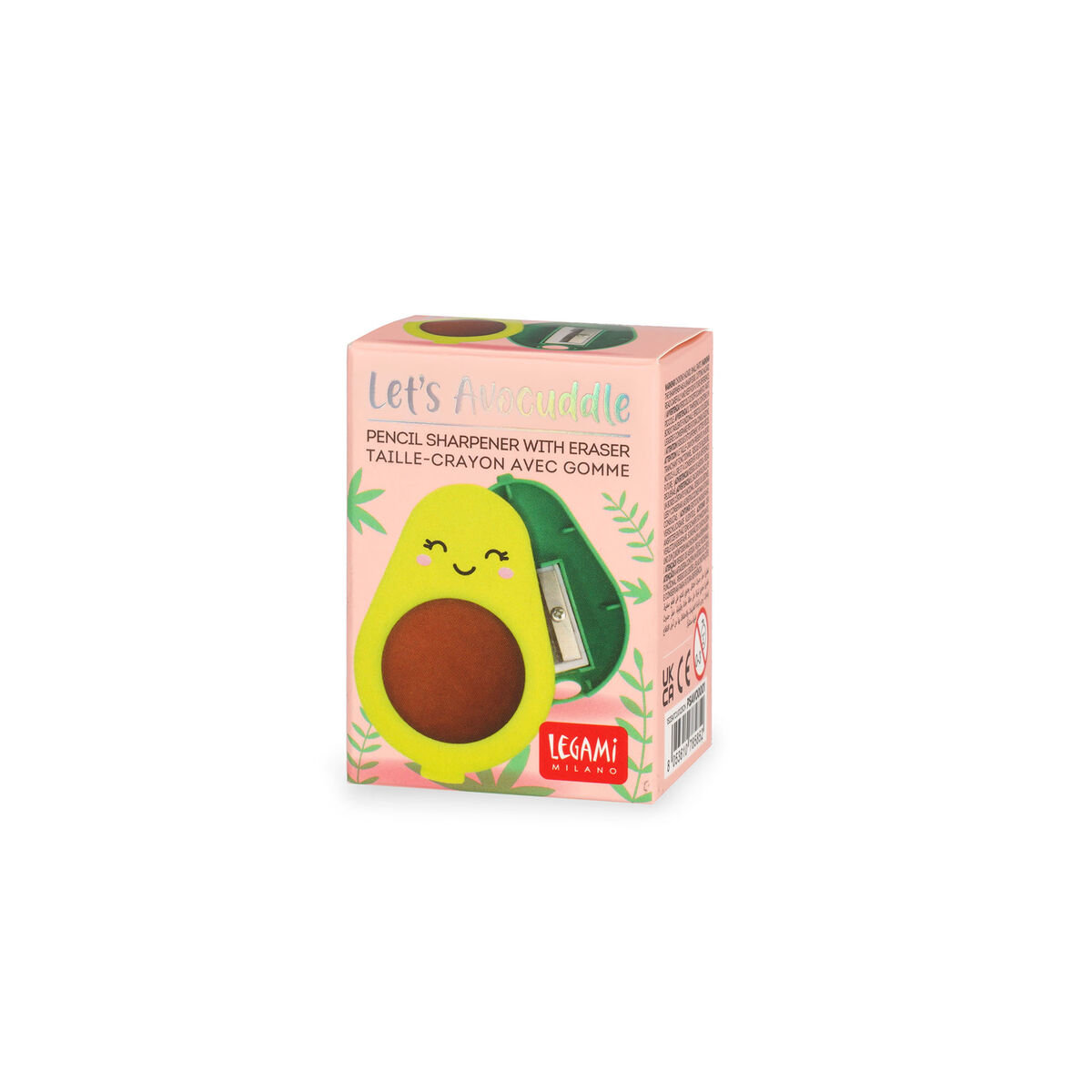 PSAVO0001: PENCIL SHARPENER W/ERASER - LET'S AVOCUDDLE - AVOCADO