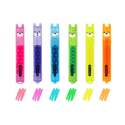 MH0003: SET OF 6 MINI HIGHLIGHTERS - TEDDY'S MOOD - TEDDY BEAR