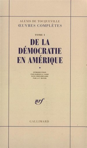 Oeuvres completes - i, 1 - de la democratie en amerique