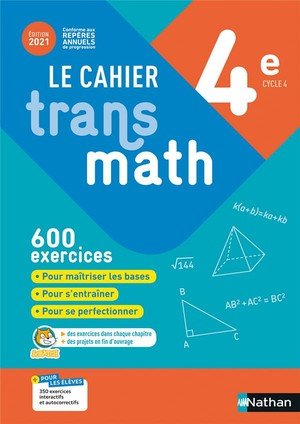 Cahier transmath 4e - cahier de l'eleve 2021