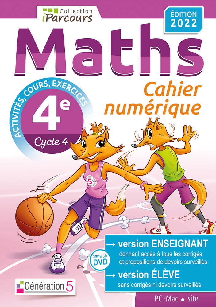 Cahier numerique iparcours maths 4e (dvd enseignant site) 2022