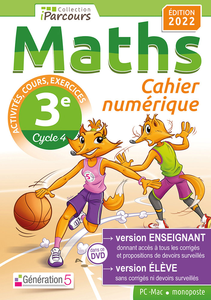 Cahier numerique iparcours maths 3e (dvd enseignant monoposte) 2022