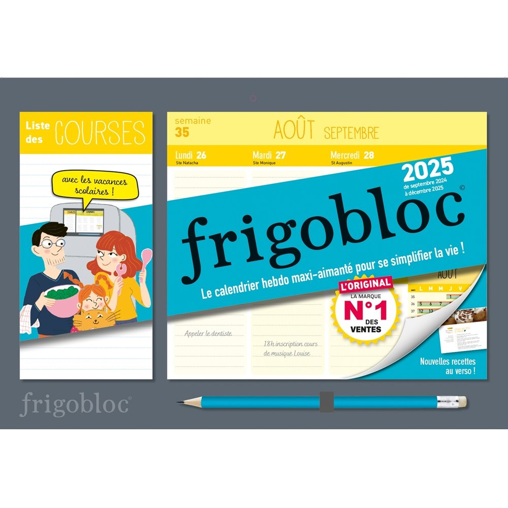 Frigobloc hebdomadaire compact 2025-calendrier d'organisation familiale/ sem - (sept. 2024-dec. 2025