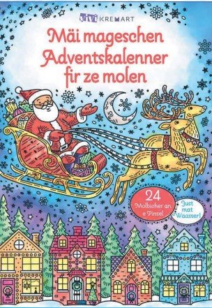 Mäi mageschen Adventskalenner fir ze molen - 24 Molbicher an e Pinsel (2024)