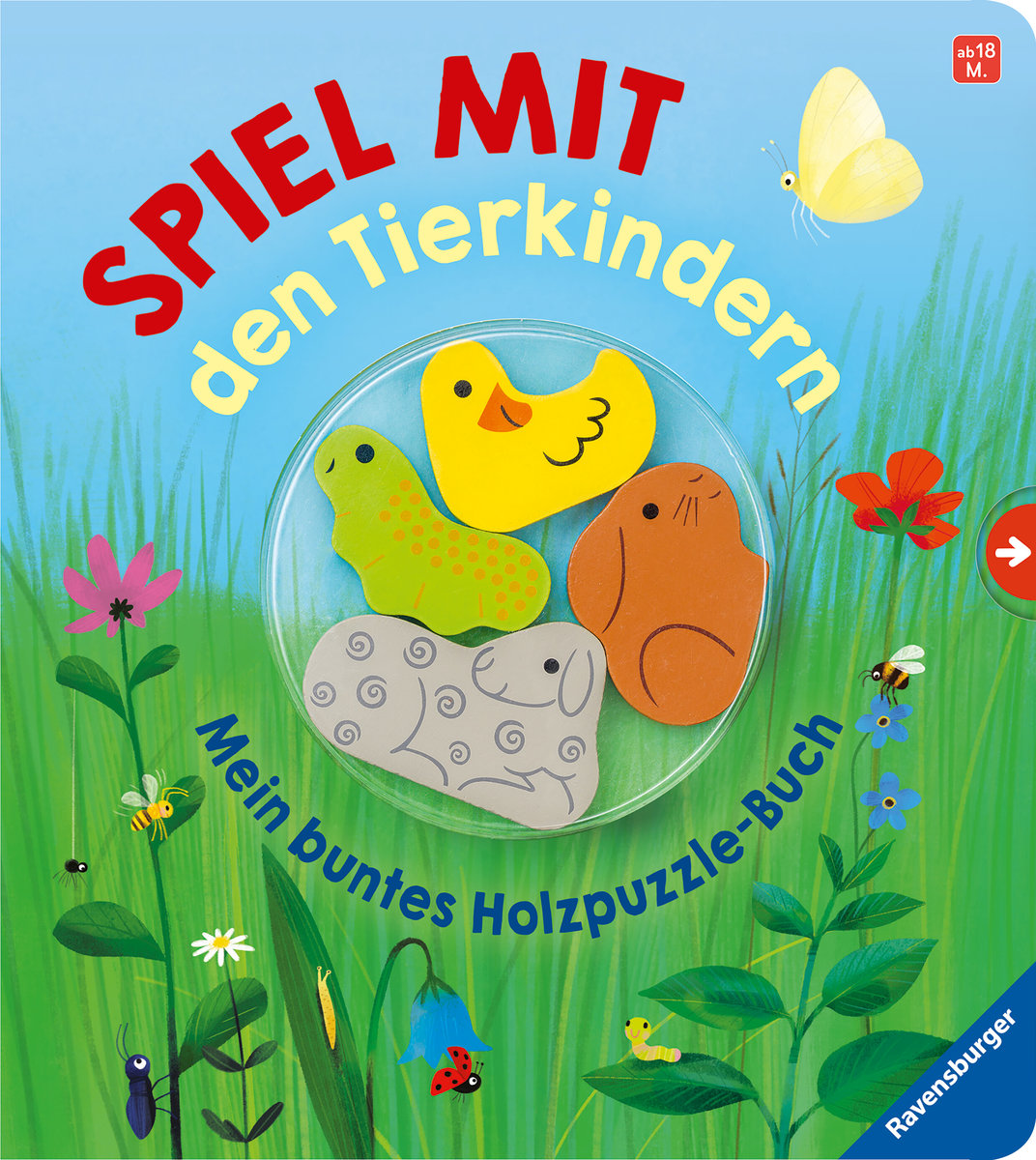 Spiel mit den Tierkindern! Mein buntes Holzpuzzle-Buch