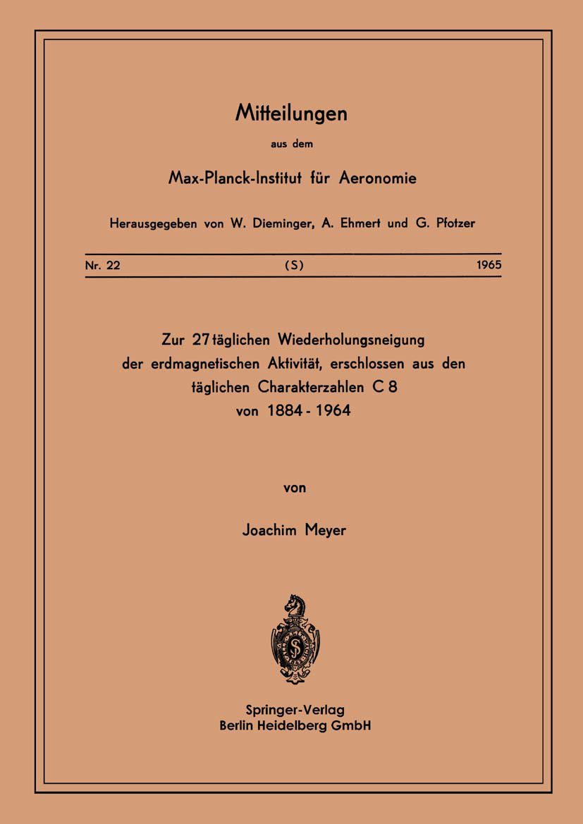 Zur 27-täglichen Wiederholungsneigung der erdmagnetischen Aktivität, erschlossen aus den täglichen Charakterzahlen C8 von 1884-1964