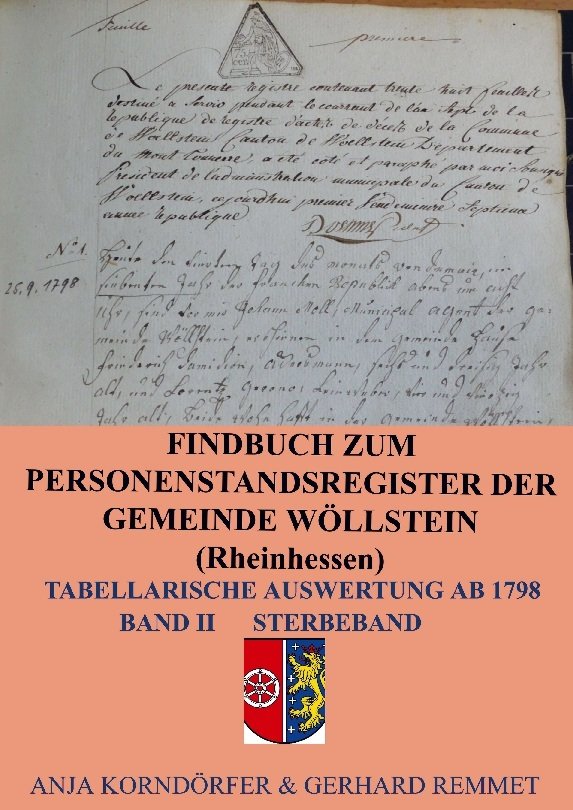 Findbuch zum Personenstandsregister der Gemeinde Wöllstein/ Rheinhessen